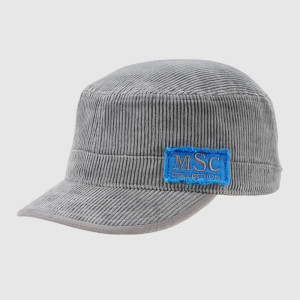 Gray Corduroy Army Cap With Applique