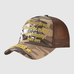 Printing Trucker Cap With Golden Embroidery
