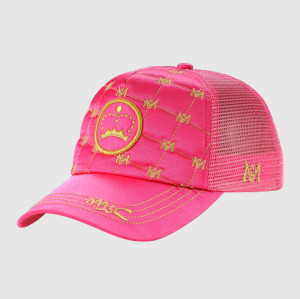 Pink Embroidery Trucker Cap with Plastic Strap