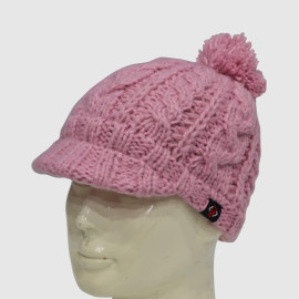 Pink Crochet Beanie With Brim