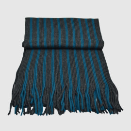 Blue/Black Acrylic Knit Scarf