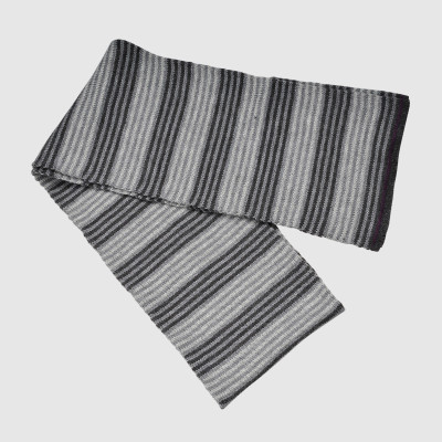 Gray Stripe Knit Scarf