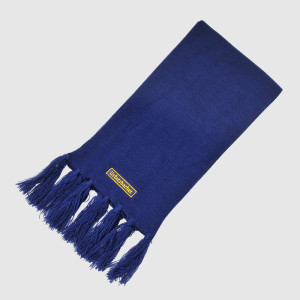 Blue Knit Scarf with Embroidery