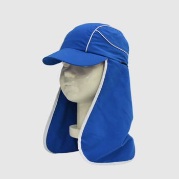 Blue Polyester Floppy Hat With Piping