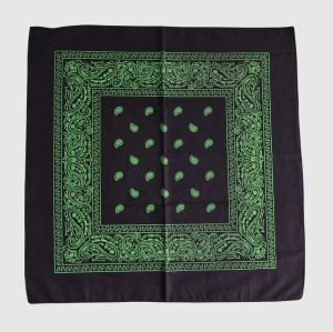 Black Bandana with Green Printing