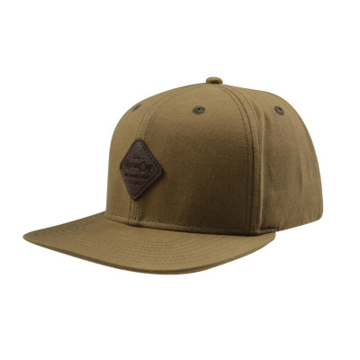Army Green 6 Panel Camper Caps with PU Badge