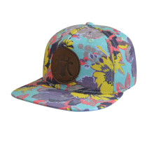 5 Panel Snapback Cap with PU Embossed Badge and Heat Tranfer Printing