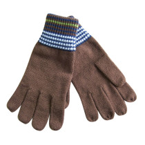 Brown Color With white Stripe Knit Gloves