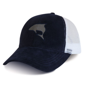 6-panel mesh baseball cap and trucker cap with applique embroidery logo