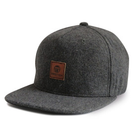 Custom Denim Fabric Snapback Cap with leather patch
