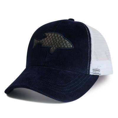 6-panel mesh baseball cap and trucker cap with applique embroidery logo