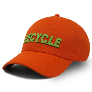 Recycle,One-panel Stretch-fit Cap with PU applique logo