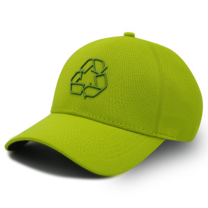 Recycle,One-panel Stretch-fit Cap with PU applique logo