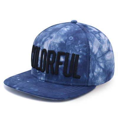 Tie-dyed fabrics 6 panel snapback cap with 3D embroidery logo