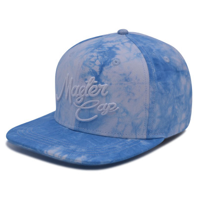 Tie-dyed fabrics 6 panel snapback cap with 3D embroidery logo