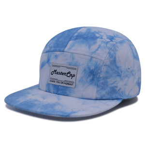 Tie-dyed fabrics camper cap with woven label