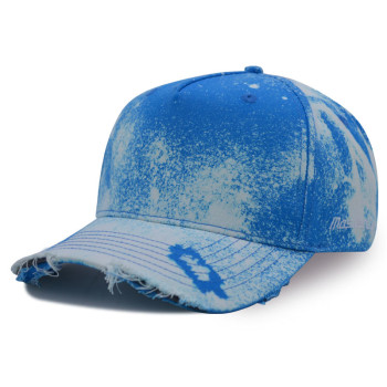 5 panel washed basdeball cap with printing and embroidery
