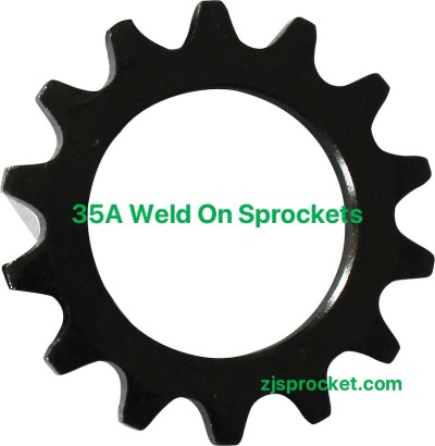 35A weld on roller chain sprockets  surface black oxided, fit fo V W X Y weld on hubs.