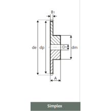 BS(24B) Roller Chain Sprockets steel, C45 pilot bore