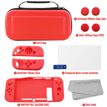 Nintendo Switch Cover Case Accessories 7 Kits (Red)