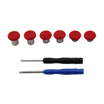 6Pcs Swap Thumbsticks Grips Metal Magnetic Stick Set for PS4/XBOX ONE/PS4 Pro Controller -Red
