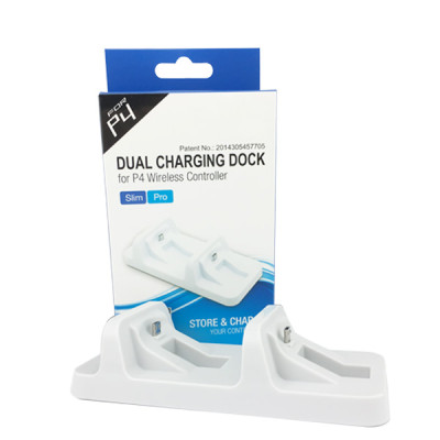 Dual Charging Dock Stand for PS4 Slim/Pro Wireless Controller white