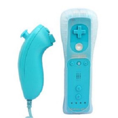 Wii 2 in1 Built in Motion Plus Remote and Nunchuck Controller (Light Blue)