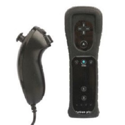 Wii 2 in1 Built in Motion Plus Remote and Nunchuck Controller (Black)