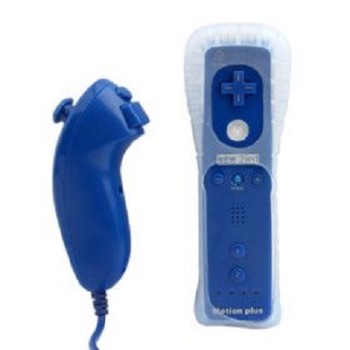 Wii 2 in1 Built in Motion Plus Remote and Nunchuck Controller (Blue)