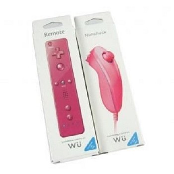 Wii Remote and Nunchuck Controller With Neutral Packaging (Pink )