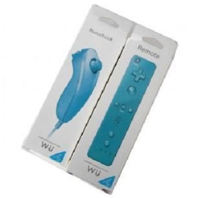 Wii Remote and Nunchuck Controller With Neutral Packaging (Blue)