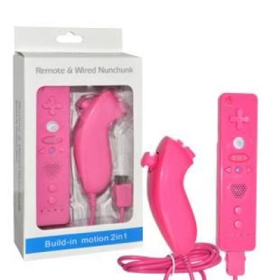 Wii Built-in Motion Plus Remote With Nunchuck Controller (Pink)