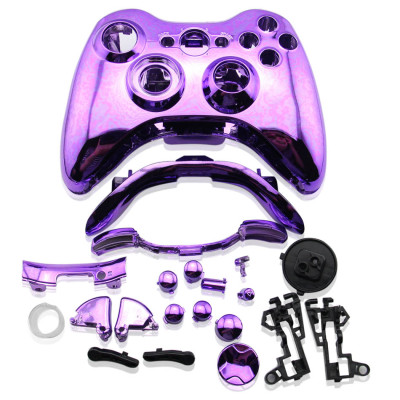 Xbox 360 Fat Wireless Controller Protective Shell Case with Full Buttons (Chrome Purple)