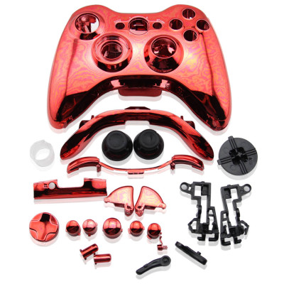 Xbox 360 Fat Wireless Controller Protective Shell Case with Full Buttons (Chrome Red)