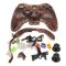 Xbox 360 Fat Wireless Controller Leopard Print Full Shell Cover Case (Black+Brown)