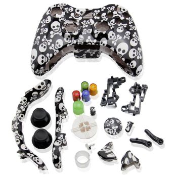 Xbox 360 Fat Wireless Controller Full Shell Cover Case (Skull Pattern)