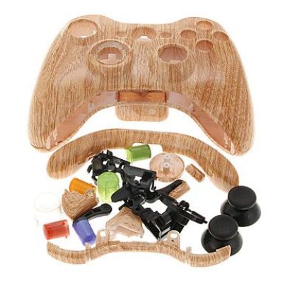 Xbox 360 Fat Wireless Controller Full Shell Cover Case (Wood Grain)