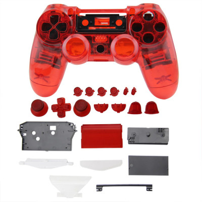 PS4 Wireless Controller Tansparent Housing Shell Mod Kit (Red)
