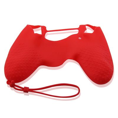 PS4 Controller Silicone Skin Case With Hand Rope Red