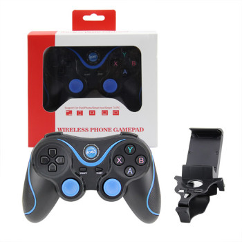 Android Bluetooth Gamepad Controller With Holder (Black+Blue)