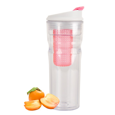 Everich 17421 Double Wall Tritan Tumbler with Flip Lid and Fruit Infuser 16oz