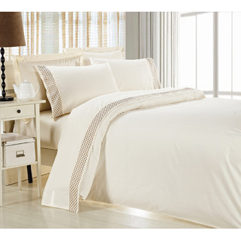stripe embroidery duvet cover set include duvet cover and pillowcase