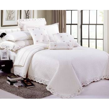 KOSMOS high quality white  100% cotton embroidery bedspread