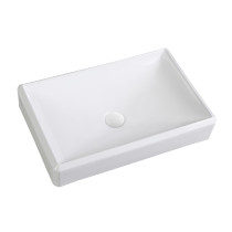 CS-5034 Bathroom Slender Diamond Shape Vessel Rectangle Sink in White