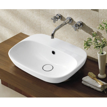 CS-5033 Bathroom Slender Vessel Rectangle Sink in White