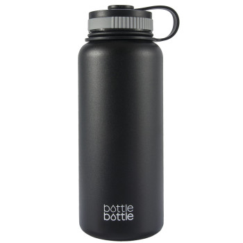 32oz Wide Mouth Double Wall Vacuum Stainless Steel Water Flask , Night Black