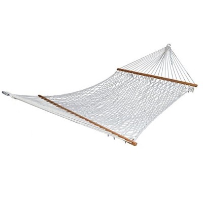 Outdoor Hammocks Cotton Rope Double Hammock with Wood Spreader,450 Pounds Capacity