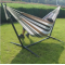 Outdoor Camping Double Hammock with Space Saving Steel Stand Includes Portable Carrying Bag
