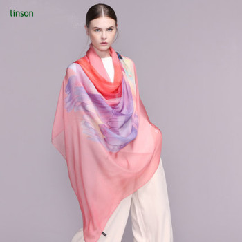 Feather Print Silk Chiffon Scarf/Plain Square Silk Chiffon Scarf/Custom Size Silk Chiffon Scarf