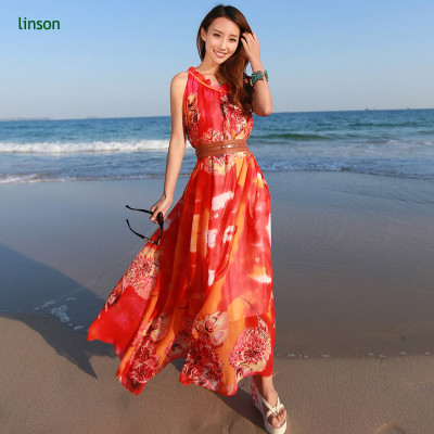 Custom Bright Color Printed On Silk Chiffon Fabric For Long Dress